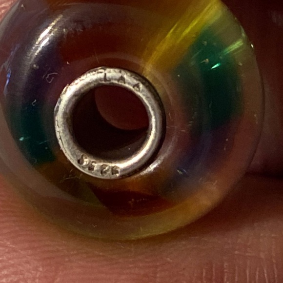 Trollbeads Green Rainbow Glass and Sterling Bead Retired 2012 - Picture 9 of 9
